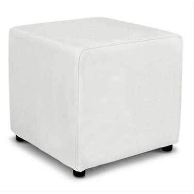 Stella Ottoman Cube White Leather
